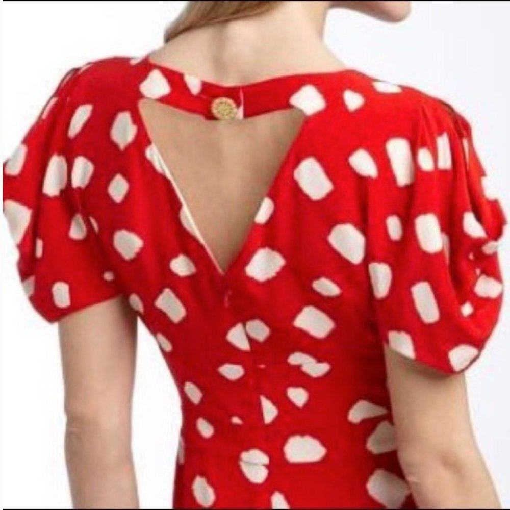 Anthropologie Leifsdottir Silk Red Polka Dot Dress